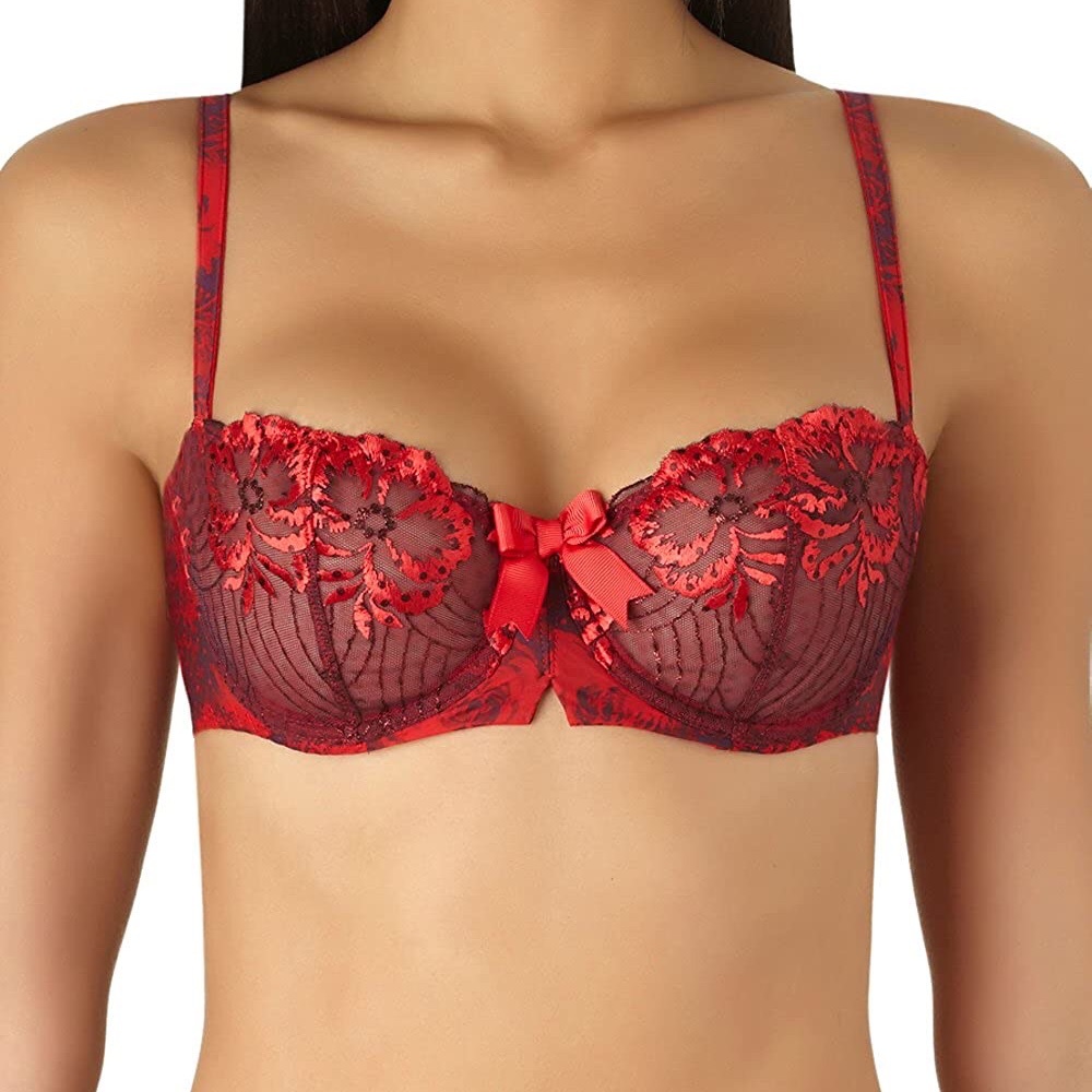 Aubade Red Sheer Lace Demi Cup Bra (Love Circus)